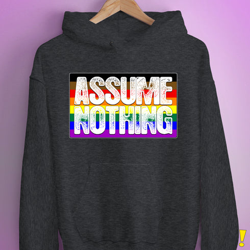 Assume Nothing Philly LGBTQ Gay Pride Flag Hoodie - Dark Grey Heather